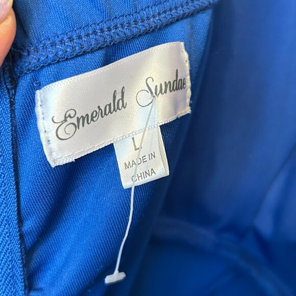 NWT! Beautiful Emerald Sunday Blue Maxi Formal Zipper Dress ~Thick Straps ~Sz. L - Picture 12 of 15